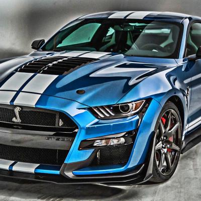 2020 mustang shelby gt500 blue sports coupe tuning